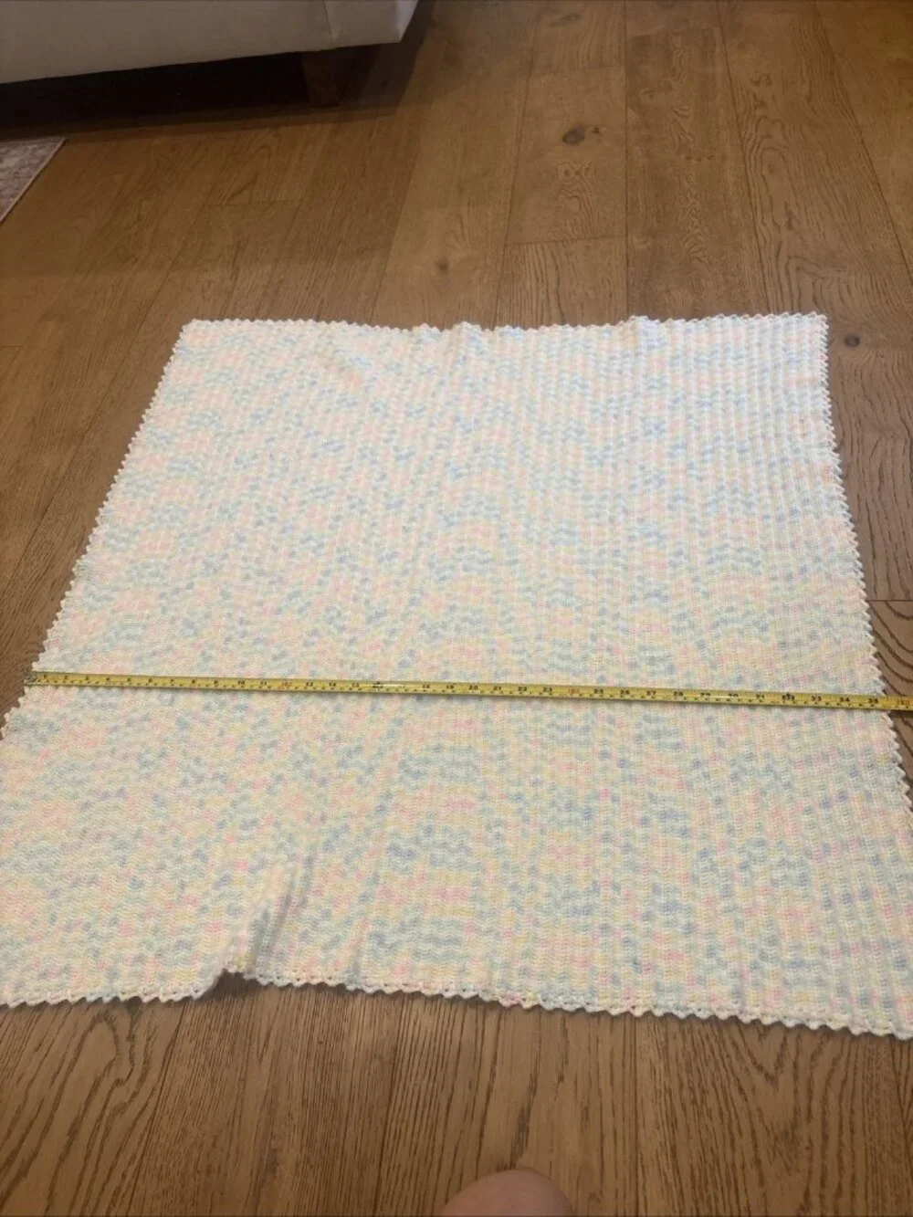 Handmade Crocheted Baby Blanket Afghan Pastel Pink Blue Yellow White